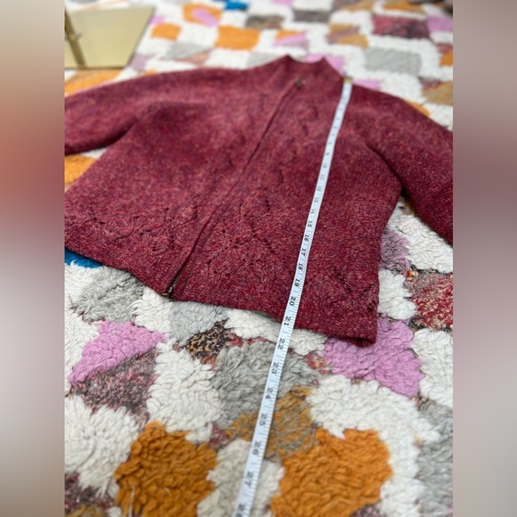 COLUMBIA Wool Cotton Blend Knit Outdoor Zip up Maroon Pink Sweater Size Small - Picture 12 of 15